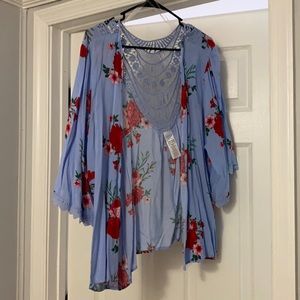 Light Blue Floral Kimono